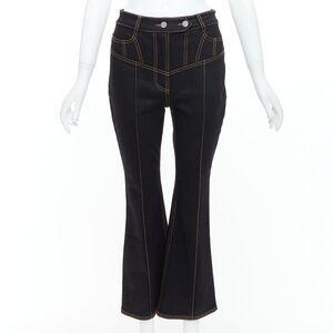 ELLERY Presentism Corset blue overstitched crop boot cut jeans 26"